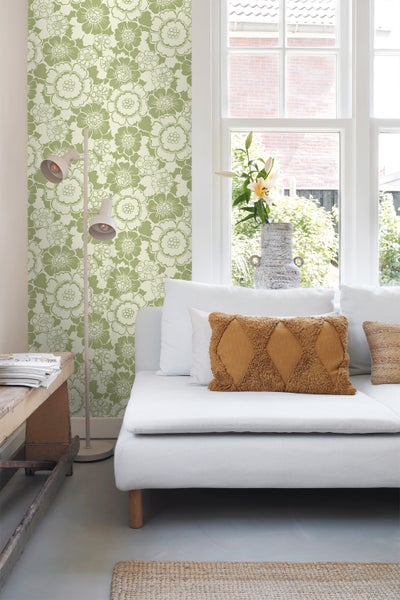 ESTAhome Tapete Retro Blumen Grün - 50 x 900 cm - 131525