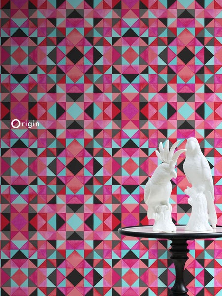 Origin Wallcoverings Tapete kubistisches Muster Rot und Blau - 53 cm x 10.05 m - 346911
