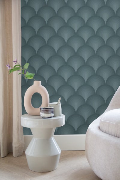 ESTAhome Tapete 3D Muster Petrolblau - 50 x 900 cm - 131123