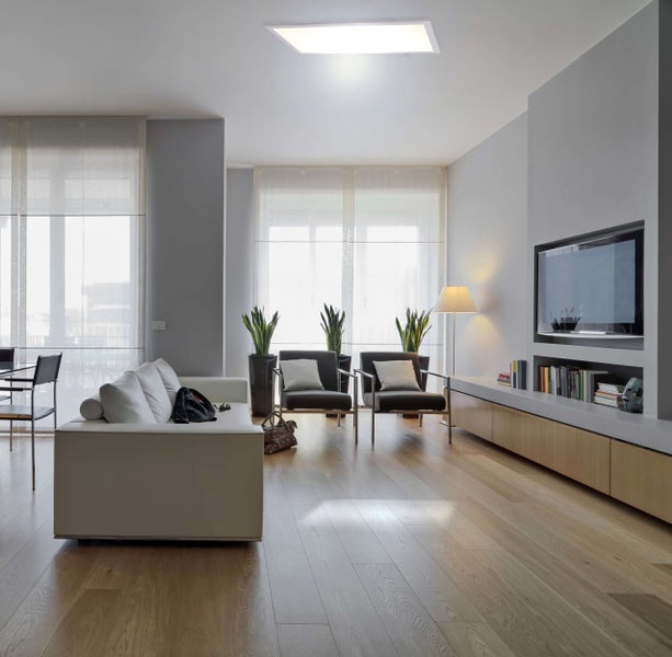 LED Aufbaupanel SORRISO, Aufbauleuchte aus Metall und Kunststoff in Weiß mit fest verbauten LEDs, 30 x 60 cm groß für Innenräume