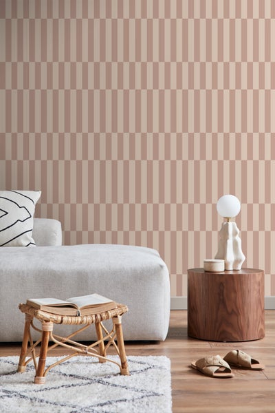 ESTAhome Tapete Streifen Altrosa - 50 x 900 cm - 131213