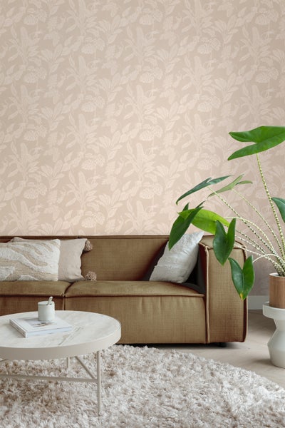 ESTAhome Tapete Affen und Dschungelblätter Beige - 50 x 900 cm - 139858