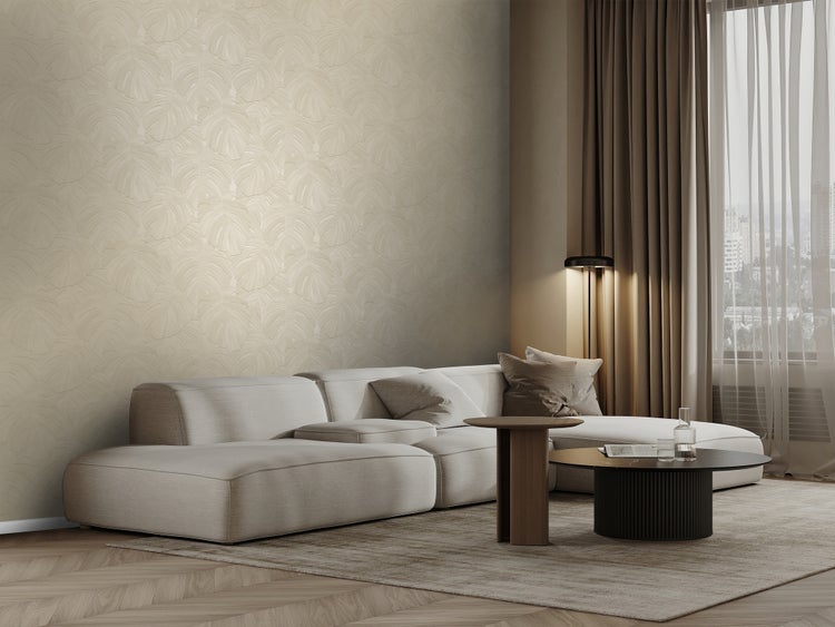 Origin Wallcoverings Tapete tropische Blätter Taupe - 53 cm x 10.05 m - 348024