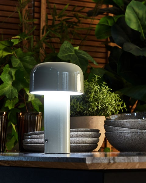 Kabellose LED Tischlampe BESOS mit Dimmer Grau