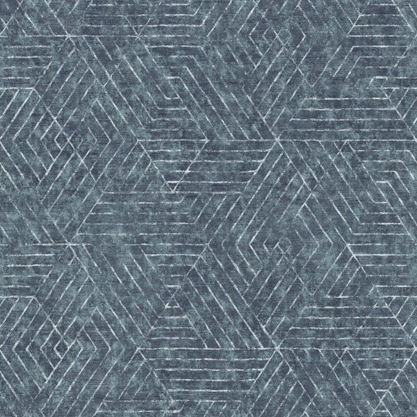 Sanders und Sanders Tapete grafische Linien Graublau - 53 cm x 10 m - 640508