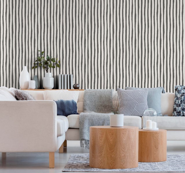 Sanders und Sanders Tapete Streifen Schwarz und Weiß - 53 cm x 10 m - 640546