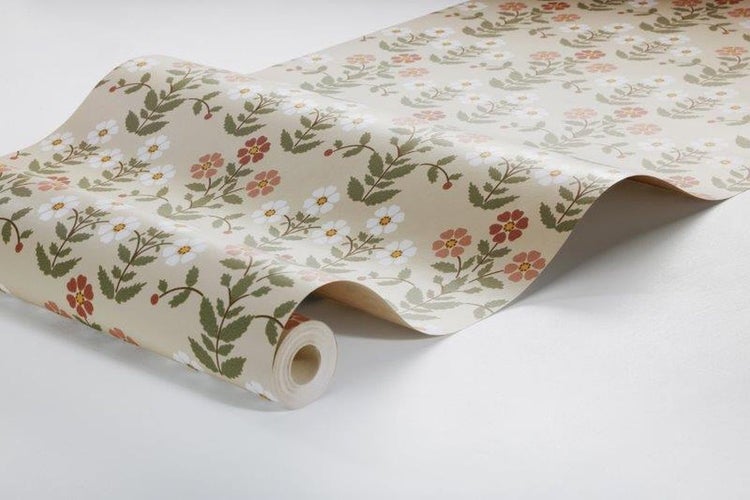Borastapeter Tapete Blumen Beige und Rosa - 53 cm x 10.05 m - 660566