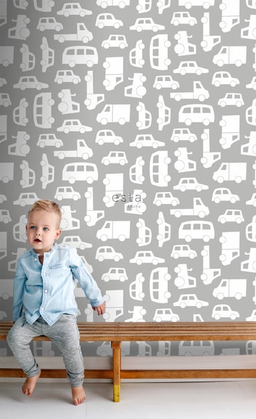 Tapete mit Automobilmotiv im Kinderzimmer