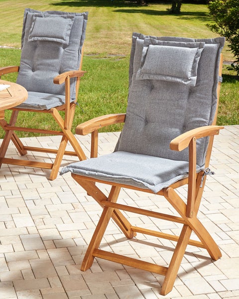 Set mit 2 Stühlen und Sitzkissen MAUI II Akazienholz Grau