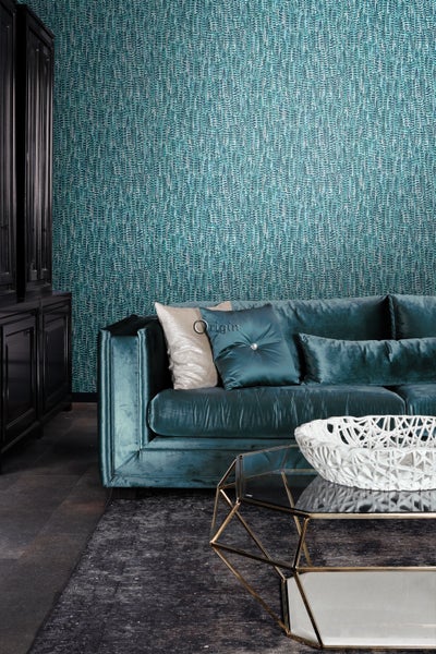 Origin Wallcoverings Tapete Federn Meeresgrün - 53 cm x 10.05 m - 347393