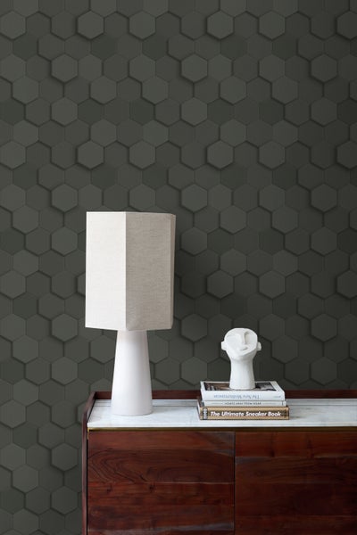 Origin Wallcoverings Tapete 3D Wabenmuster Schwarz - 53 cm x 10.05 m - 347854