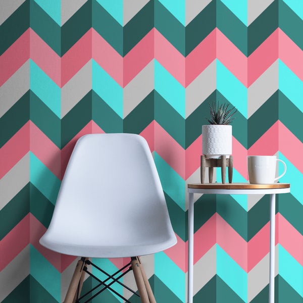 Walls4You Tapete Fischgrätmuster Multicolor - 53 cm x 10 m - 640116