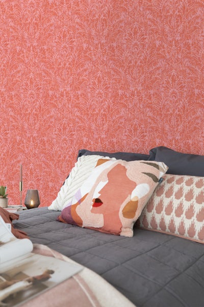 ESTAhome Tapete Ornamente Korallenrot - 50 x 900 cm - 131618