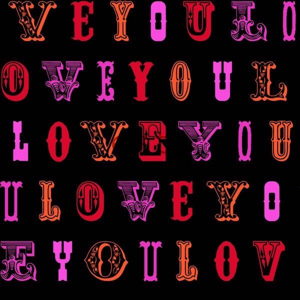 ESTAhome Tapete love you - Sprüche Schwarz und Rosa - 53 cm x 10.05 m - 136837