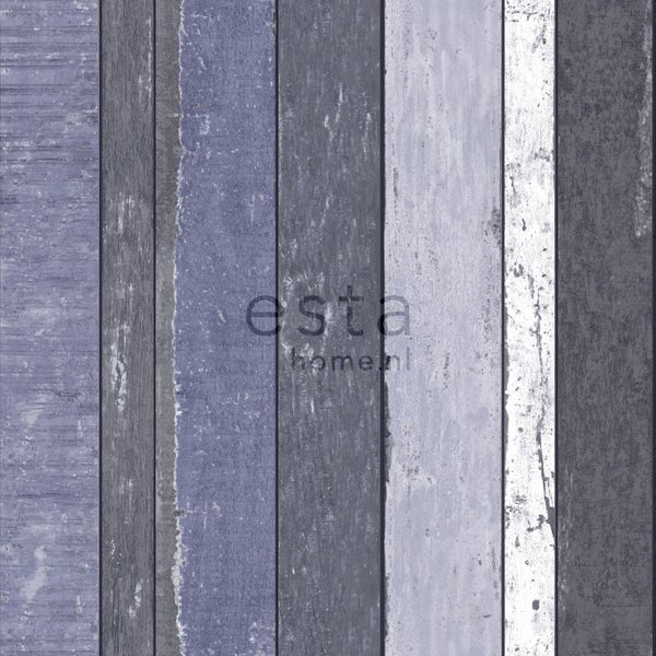 ESTAhome Tapete Holzoptik Blau - 53 cm x 10.05 m - 138251