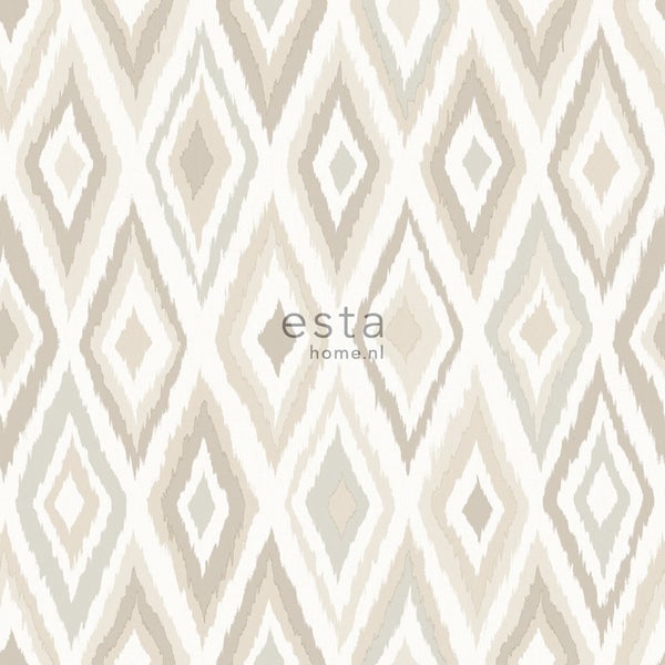 ESTAhome Tapete Ikat-Motiv Beige - 53 cm x 10.05 m - 148628