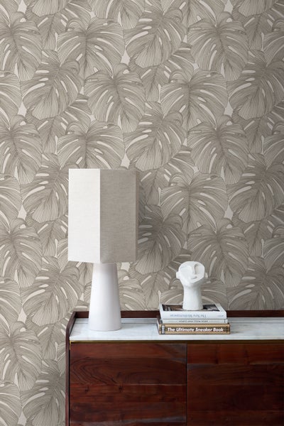 Origin Wallcoverings Tapete 3D Muster Blätter Grau - 50 x 900 cm - 347914