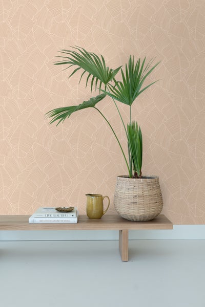 ESTAhome Tapete Blätter Sandbeige - 50 x 900 cm - 130932