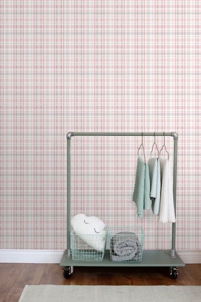 ESTAhome Tapete Karomuster Hellrosa - 53 cm x 10.05 m - 138953