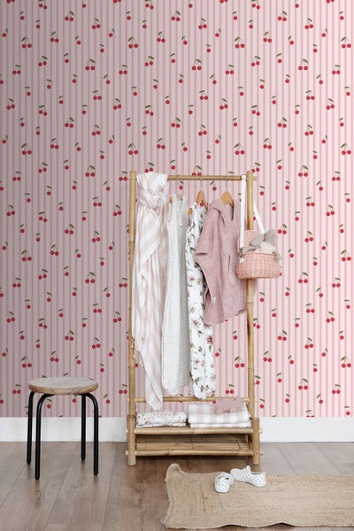 ESTAhome Tapete Kirschen Rosa - 50 x 900 cm - 131653