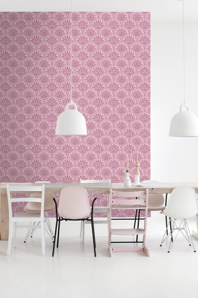 ESTAhome Tapete orientalisches Barockmotiv Lila und Rosa - 50 x 900 cm - 131038
