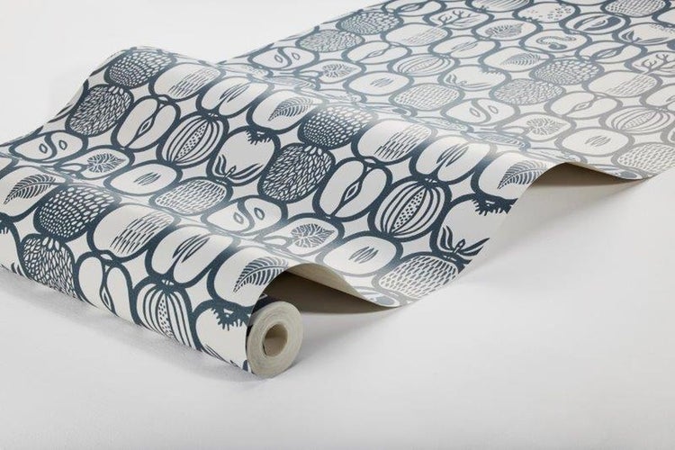 Borastapeter Tapete Obst Graublau - 53 cm x 10.05 m - 660744