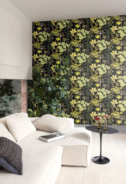 Masureel Tapete Blumen Grün und Schwarz - 53 cm x 10.05 m - 631999