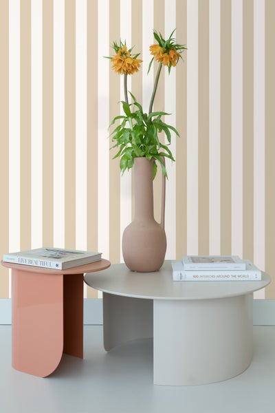 ESTAhome Tapete Streifen Weiß und Hellbeige - 53 cm x 10.05 m - 139913