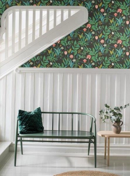 Borastapeter Tapete Blumen Schwarz und Grün - 53 cm x 10.05 m - 660424