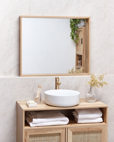 Wandspiegel ROSELL 80 cm 65 cm Holzwerkstoff Hellbraun
