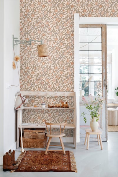 ESTAhome Tapete exotischen Früchten und Blättern Terrakotta - 50 x 900 cm - 131167