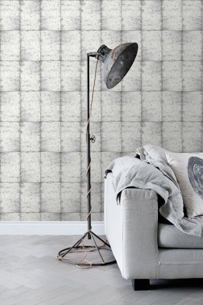 ESTAhome Tapete Zinkplatten Hellgrau - 53 cm x 10.05 m - 138877