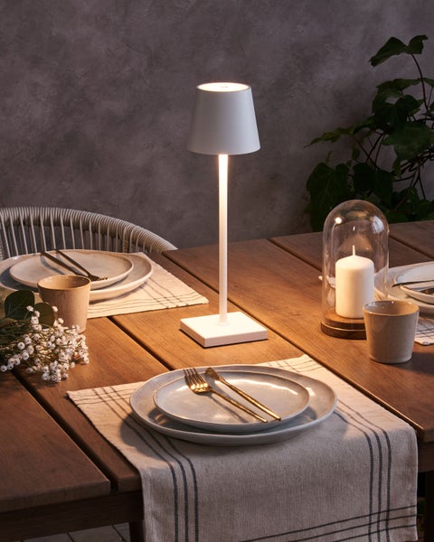 Kabellose LED Tischlampe BACEIRO mit Dimmer Weiß