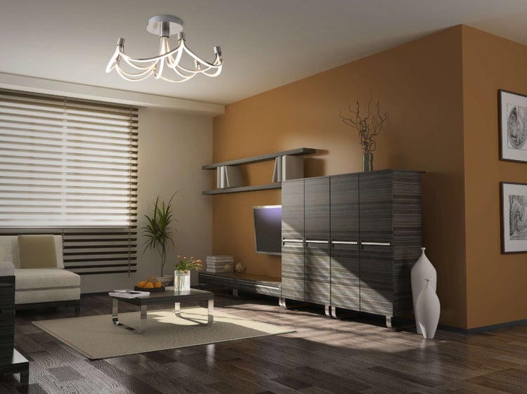 LED Deckenleuchte FESTOS Ø 60cm, Metall nickelmatt und Kunststoff, fest verbaute LEDs, Beleuchtung für Wohnzimmer, Esszimmer, Büro oder Diele