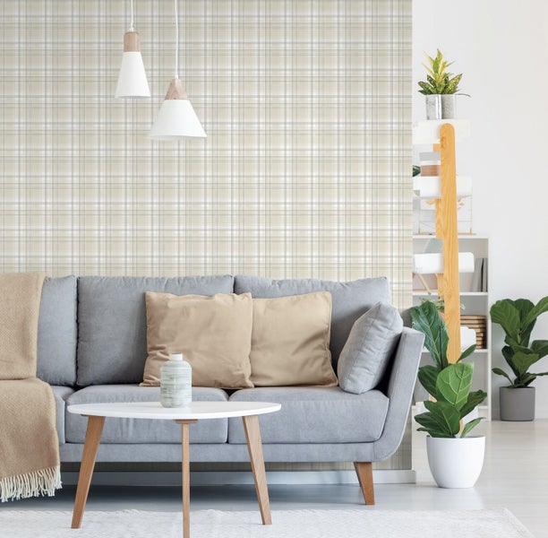 Sanders und Sanders Tapete Karomuster Beige und Grau - 53 cm x 10.05 m - 640713