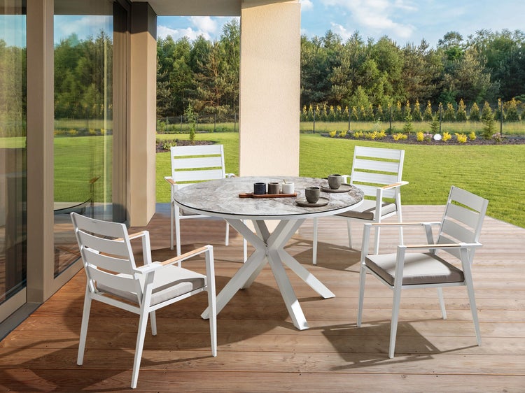 Gartentisch MALETTO 120 cm 120 cm Glas Dunkelgrau