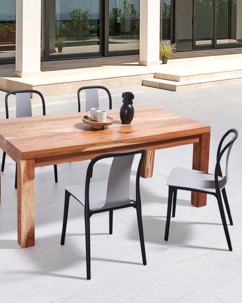 Gartenstuhl Kunststoff grau / schwarz 4er Set SPEZIA