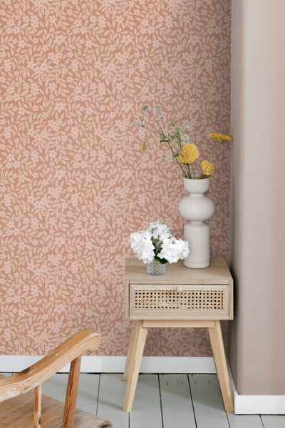 ESTAhome Tapete Blumen Terrakottarosa - 50 x 900 cm - 131445