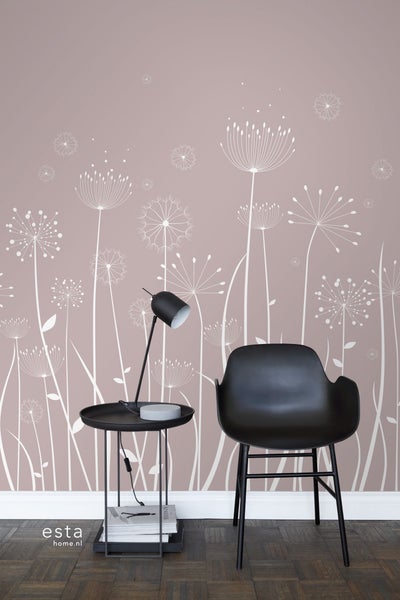 ESTAhome Fototapete Pusteblume Weiß und Altrosa - 200 x 279 cm - 158905