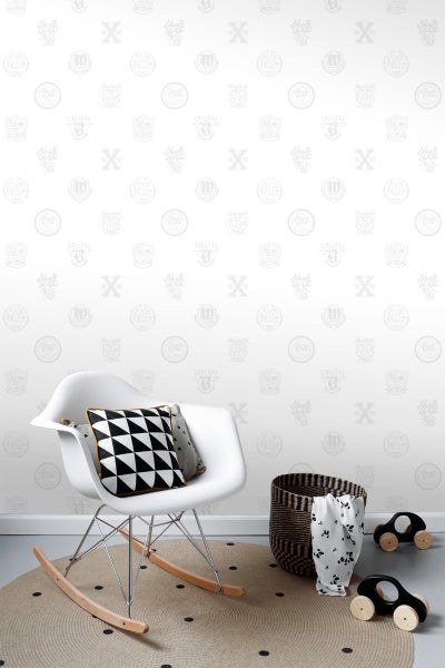 ESTAhome Tapete Schulembleme Silber - 53 cm x 10.05 m - 128805