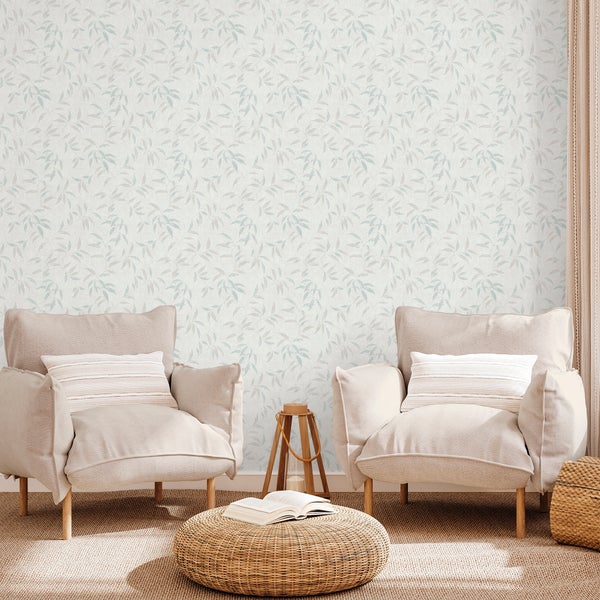 Sanders und Sanders Tapete Blätter Graublau - 53 cm x 10 m - 640234