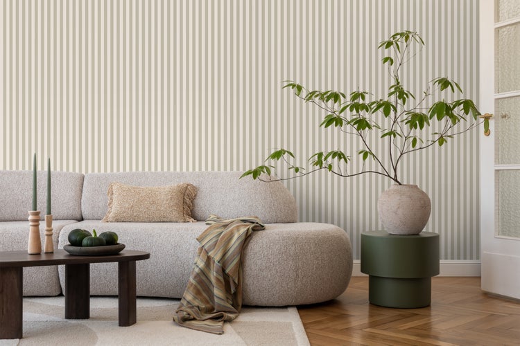 ESTAhome Tapete Streifen Sandbeige - 53 cm x 10.05 m - 130955