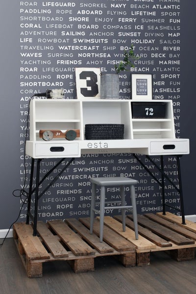 ESTAhome Fototapete maritime Texte Blau - 1,86 x 2,79 m - 158845