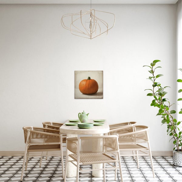 Dekoratives Leinwandbild mit Kürbis im Esszimmer