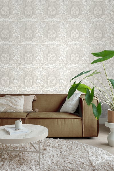 Borastapeter Tapete Blumen Beige und Weiß - 53 cm x 10.05 m - 660078