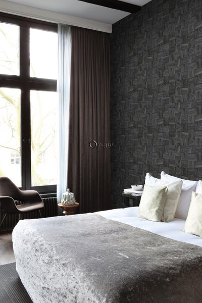 Origin Wallcoverings Tapete quadratische Holzstücke Schwarz - 53 cm x 10.05 m - 347520