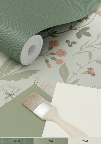 ESTAhome Tapete Feldblumen Mintgrün - 53 cm x 10.05 m - 139598