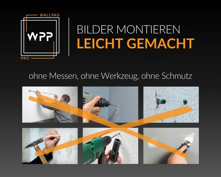 WallPad Pro - Bilder montieren ohne Bohren, 2 Stück, 10mm, 1kg Belastung
