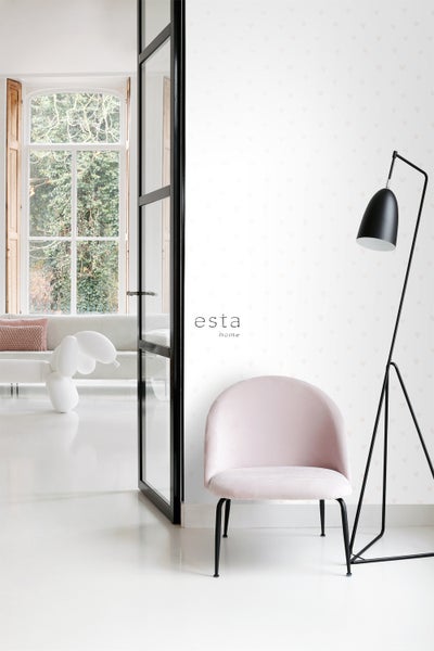 ESTAhome Tapete Herzchen Silber und Weiß - 53 cm x 10.05 m - 138864