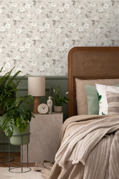 Borastapeter Tapete Blumen Beige - 53 cm x 10.05 m - 660232